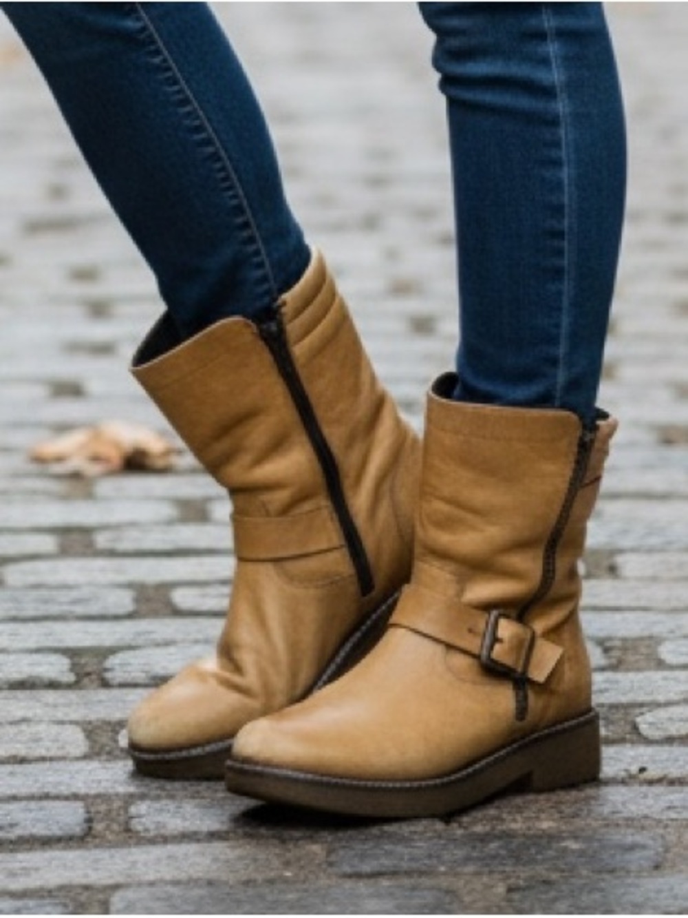 The Flexx Tan Aged Leather Moto Boots Size EU 37 - US 6